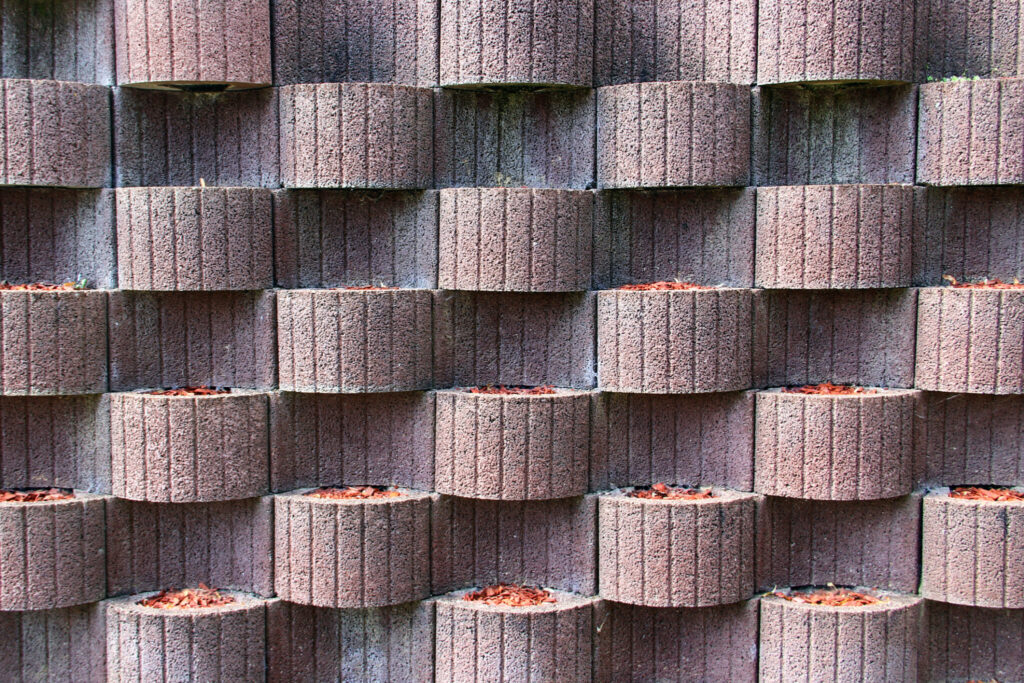 Concrete Planter Blocks Of Retaining Wall In A Garden
