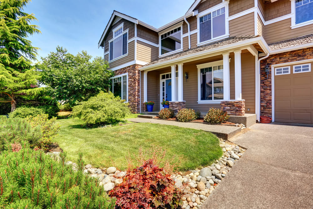 a frontyard built with bulk landscaping materials