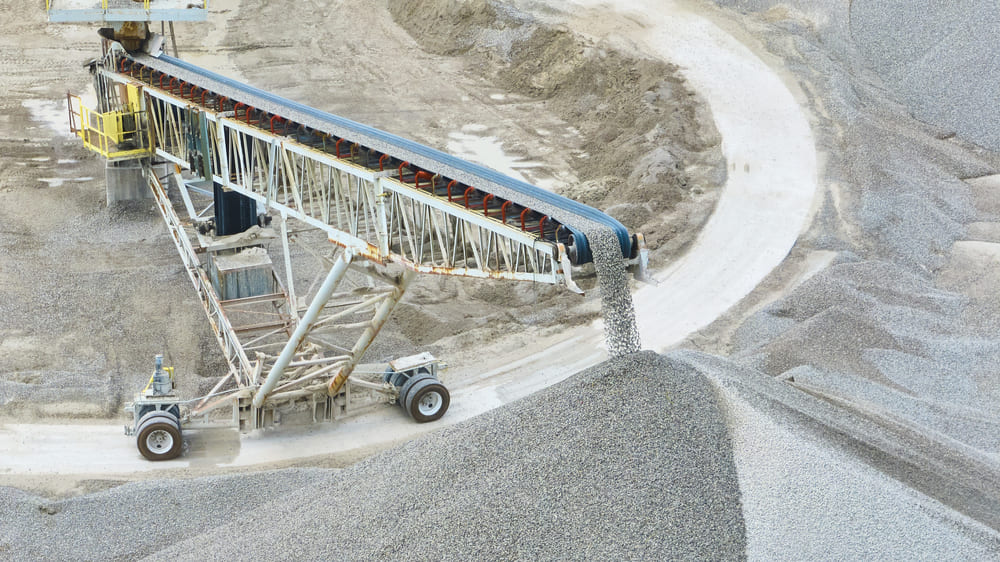 different gravel sizes in a processed gravel plant